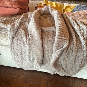 Barefoot Dreams Taupe Cable Knit Cardigan